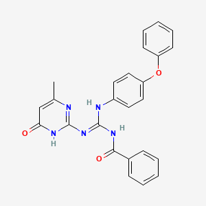 molecular formula C25H21N5O3 B6037542 N-{[(6-methyl-4-oxo-1,4-dihydro-2-pyrimidinyl)amino][(4-phenoxyphenyl)amino]methylene}benzamide 
