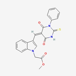 molecular formula C22H17N3O4S B6037548 methyl {3-[(4,6-dioxo-1-phenyl-2-thioxotetrahydro-5(2H)-pyrimidinylidene)methyl]-1H-indol-1-yl}acetate 