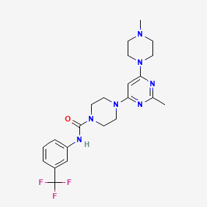 molecular formula C22H28F3N7O B6037615 4-[2-methyl-6-(4-methyl-1-piperazinyl)-4-pyrimidinyl]-N-[3-(trifluoromethyl)phenyl]-1-piperazinecarboxamide 