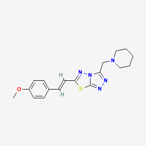 molecular formula C18H21N5OS B603763 6-[2-(4-Methoxyphenyl)vinyl]-3-(1-piperidinylmethyl)[1,2,4]triazolo[3,4-b][1,3,4]thiadiazole CAS No. 1207607-25-7