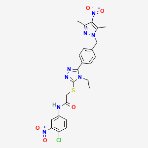 molecular formula C24H23ClN8O5S B6037637 N-(4-chloro-3-nitrophenyl)-2-[(5-{4-[(3,5-dimethyl-4-nitro-1H-pyrazol-1-yl)methyl]phenyl}-4-ethyl-4H-1,2,4-triazol-3-yl)thio]acetamide 