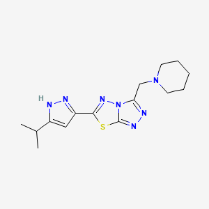 molecular formula C15H21N7S B603765 3-(piperidin-1-ylmethyl)-6-[5-(propan-2-yl)-1H-pyrazol-3-yl][1,2,4]triazolo[3,4-b][1,3,4]thiadiazole CAS No. 1282094-89-6