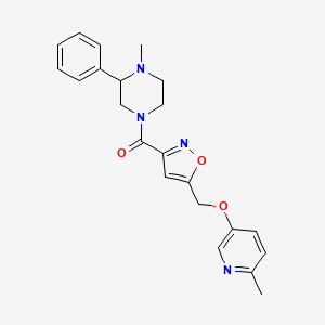 molecular formula C22H24N4O3 B6037655 1-methyl-4-[(5-{[(6-methyl-3-pyridinyl)oxy]methyl}-3-isoxazolyl)carbonyl]-2-phenylpiperazine 