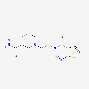 molecular formula C14H18N4O2S B6037713 1-[2-(4-oxothieno[2,3-d]pyrimidin-3(4H)-yl)ethyl]piperidine-3-carboxamide 