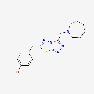 molecular formula C18H23N5OS B603773 3-(Azepan-1-ylmethyl)-6-(4-methoxybenzyl)[1,2,4]triazolo[3,4-b][1,3,4]thiadiazole CAS No. 1260911-53-2