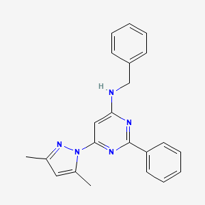 molecular formula C22H21N5 B6037765 N-benzyl-6-(3,5-dimethyl-1H-pyrazol-1-yl)-2-phenyl-4-pyrimidinamine 