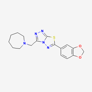 molecular formula C17H19N5O2S B603778 3-(1-Azepanylmethyl)-6-(1,3-benzodioxol-5-yl)[1,2,4]triazolo[3,4-b][1,3,4]thiadiazole CAS No. 1246067-98-0