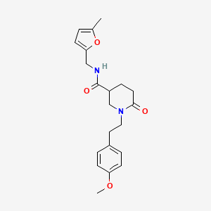 molecular formula C21H26N2O4 B6037780 1-[2-(4-methoxyphenyl)ethyl]-N-[(5-methyl-2-furyl)methyl]-6-oxo-3-piperidinecarboxamide 