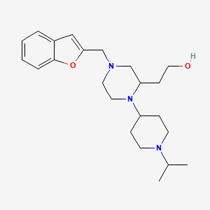 molecular formula C23H35N3O2 B6037859 2-[4-(1-benzofuran-2-ylmethyl)-1-(1-isopropyl-4-piperidinyl)-2-piperazinyl]ethanol 