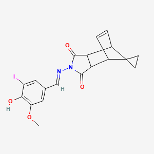 4'-[(4-hydroxy-3-iodo-5-methoxybenzylidene)amino]-4'-azaspiro[cyclopropane-1,10'-tricyclo[5.2.1.0~2,6~]decane]-8'-ene-3',5'-dione