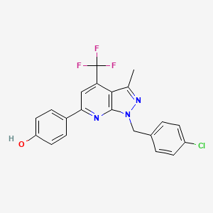 molecular formula C21H15ClF3N3O B6037879 4-[1-(4-chlorobenzyl)-3-methyl-4-(trifluoromethyl)-1H-pyrazolo[3,4-b]pyridin-6-yl]phenol 