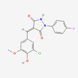 molecular formula C17H12ClIN2O4 B6037906 4-(3-chloro-4-hydroxy-5-methoxybenzylidene)-1-(4-iodophenyl)-3,5-pyrazolidinedione 