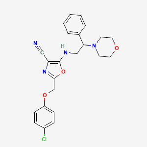 2-[(4-Chlorophenoxy)methyl]-5-{[2-(morpholin-4-yl)-2-phenylethyl]amino}-1,3-oxazole-4-carbonitrile