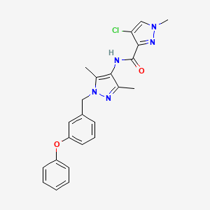 molecular formula C23H22ClN5O2 B6037936 4-chloro-N-[3,5-dimethyl-1-(3-phenoxybenzyl)-1H-pyrazol-4-yl]-1-methyl-1H-pyrazole-3-carboxamide 