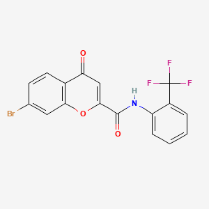 molecular formula C17H9BrF3NO3 B603794 7-bromo-4-oxo-N-[2-(trifluoromethyl)phenyl]-4H-chromene-2-carboxamide CAS No. 912895-17-1