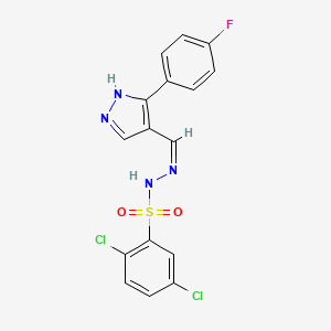 molecular formula C16H11Cl2FN4O2S B6037986 2,5-dichloro-N'-{[3-(4-fluorophenyl)-1H-pyrazol-4-yl]methylene}benzenesulfonohydrazide 