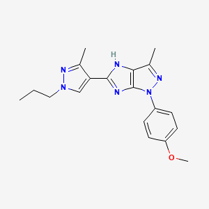 molecular formula C19H22N6O B6038049 1-(4-methoxyphenyl)-3-methyl-5-(3-methyl-1-propyl-1H-pyrazol-4-yl)-1,4-dihydroimidazo[4,5-c]pyrazole 