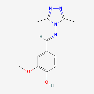 molecular formula C12H14N4O2 B6038093 4-{[(3,5-dimethyl-4H-1,2,4-triazol-4-yl)imino]methyl}-2-methoxyphenol 