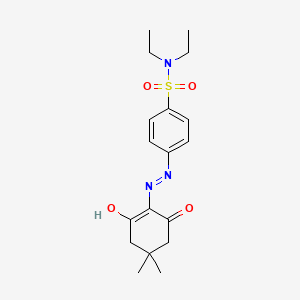 molecular formula C18H25N3O4S B603810 4-(2-(4,4-dimethyl-2,6-dioxocyclohexylidene)hydrazinyl)-N,N-diethylbenzenesulfonamide CAS No. 326909-81-3