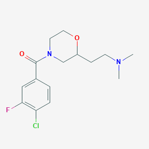 molecular formula C15H20ClFN2O2 B6038106 2-[4-(4-chloro-3-fluorobenzoyl)-2-morpholinyl]-N,N-dimethylethanamine 