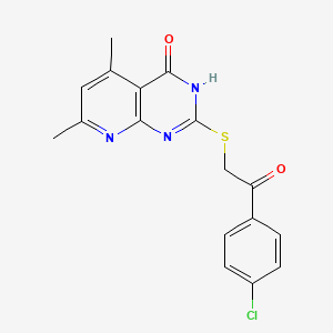 1-(4-chlorophenyl)-2-[(4-hydroxy-5,7-dimethylpyrido[2,3-d]pyrimidin-2-yl)thio]ethanone