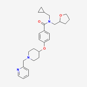 molecular formula C27H35N3O3 B6038142 N-(cyclopropylmethyl)-4-{[1-(2-pyridinylmethyl)-4-piperidinyl]oxy}-N-(tetrahydro-2-furanylmethyl)benzamide 