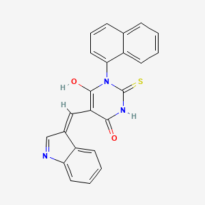 molecular formula C23H15N3O2S B6038161 5-(1H-indol-3-ylmethylene)-1-(1-naphthyl)-2-thioxodihydro-4,6(1H,5H)-pyrimidinedione 