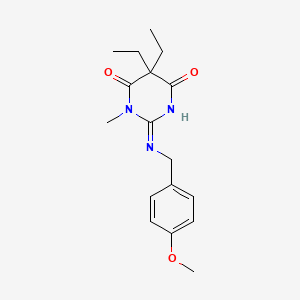 molecular formula C17H23N3O3 B6038166 5,5-diethyl-2-[(4-methoxybenzyl)imino]-1-methyldihydro-4,6(1H,5H)-pyrimidinedione 