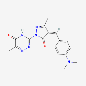 molecular formula C17H18N6O2 B6038225 3-{4-[4-(dimethylamino)benzylidene]-3-methyl-5-oxo-4,5-dihydro-1H-pyrazol-1-yl}-6-methyl-1,2,4-triazin-5(4H)-one 