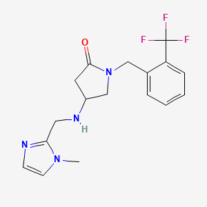 molecular formula C17H19F3N4O B6038228 4-{[(1-methyl-1H-imidazol-2-yl)methyl]amino}-1-[2-(trifluoromethyl)benzyl]-2-pyrrolidinone 