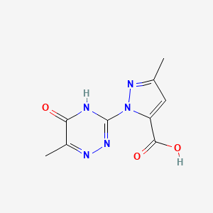 molecular formula C9H9N5O3 B603824 3-methyl-1-(6-methyl-5-oxo-4,5-dihydro-1,2,4-triazin-3-yl)-1H-pyrazole-5-carboxylic acid CAS No. 1225286-88-3