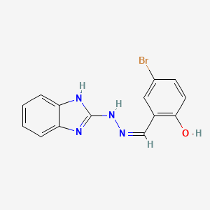 molecular formula C14H11BrN4O B603825 (Z)-2-((2-(1H-benzo[d]imidazol-2-yl)hydrazono)methyl)-4-bromophenol CAS No. 245094-15-9