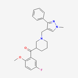 molecular formula C24H26FN3O2 B6038258 (5-fluoro-2-methoxyphenyl){1-[(1-methyl-3-phenyl-1H-pyrazol-4-yl)methyl]-3-piperidinyl}methanone 
