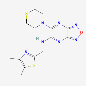 molecular formula C14H17N7OS2 B6038298 N-[(4,5-dimethyl-1,3-thiazol-2-yl)methyl]-6-(4-thiomorpholinyl)[1,2,5]oxadiazolo[3,4-b]pyrazin-5-amine 