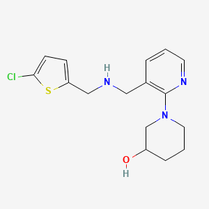 molecular formula C16H20ClN3OS B6038330 1-[3-({[(5-chloro-2-thienyl)methyl]amino}methyl)-2-pyridinyl]-3-piperidinol 