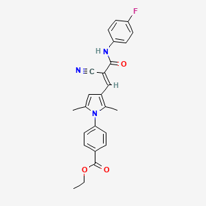 molecular formula C25H22FN3O3 B6038343 ethyl 4-(3-{2-cyano-3-[(4-fluorophenyl)amino]-3-oxo-1-propen-1-yl}-2,5-dimethyl-1H-pyrrol-1-yl)benzoate 