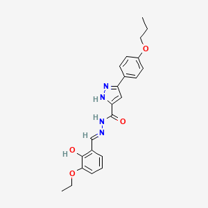 molecular formula C22H24N4O4 B603835 N'-[(E)-(3-ethoxy-2-hydroxyphenyl)methylidene]-3-(4-propoxyphenyl)-1H-pyrazole-5-carbohydrazide CAS No. 1285541-91-4