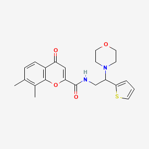 molecular formula C22H24N2O4S B6038355 7,8-dimethyl-N-[2-(4-morpholinyl)-2-(2-thienyl)ethyl]-4-oxo-4H-chromene-2-carboxamide 
