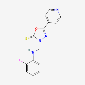 molecular formula C14H11IN4OS B6038364 3-{[(2-iodophenyl)amino]methyl}-5-pyridin-4-yl-1,3,4-oxadiazole-2(3H)-thione 
