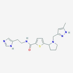 molecular formula C19H24N6OS B6038387 N-[2-(1H-imidazol-4-yl)ethyl]-5-{1-[(3-methyl-1H-pyrazol-5-yl)methyl]-2-pyrrolidinyl}-2-thiophenecarboxamide 