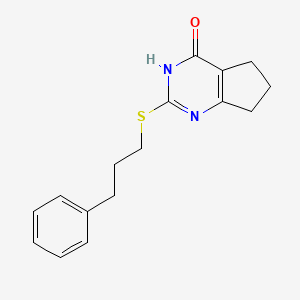 molecular formula C16H18N2OS B6038427 2-[(3-phenylpropyl)thio]-3,5,6,7-tetrahydro-4H-cyclopenta[d]pyrimidin-4-one 