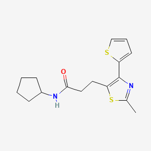 molecular formula C16H20N2OS2 B603847 N-cyclopentyl-3-(2-methyl-4-(thiophen-2-yl)thiazol-5-yl)propanamide CAS No. 1049132-53-7