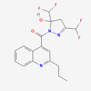 molecular formula C18H17F4N3O2 B6038505 3,5-bis(difluoromethyl)-1-[(2-propyl-4-quinolinyl)carbonyl]-4,5-dihydro-1H-pyrazol-5-ol 