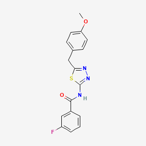molecular formula C17H14FN3O2S B6038511 3-fluoro-N-[5-(4-methoxybenzyl)-1,3,4-thiadiazol-2-yl]benzamide 