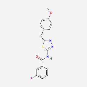 3-fluoro-N-[5-(4-methoxybenzyl)-1,3,4-thiadiazol-2-yl]benzamide