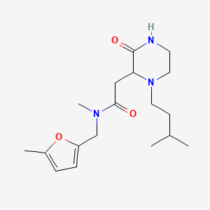 molecular formula C18H29N3O3 B6038518 N-methyl-2-[1-(3-methylbutyl)-3-oxo-2-piperazinyl]-N-[(5-methyl-2-furyl)methyl]acetamide 