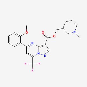 molecular formula C22H23F3N4O3 B6038524 (1-methyl-3-piperidinyl)methyl 5-(2-methoxyphenyl)-7-(trifluoromethyl)pyrazolo[1,5-a]pyrimidine-3-carboxylate 