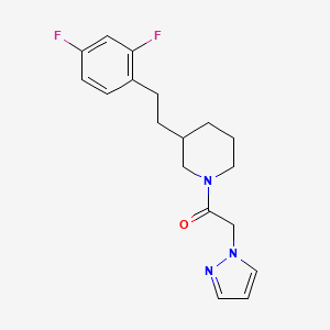 molecular formula C18H21F2N3O B6038539 3-[2-(2,4-difluorophenyl)ethyl]-1-(1H-pyrazol-1-ylacetyl)piperidine 
