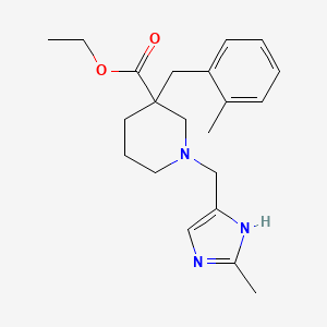 molecular formula C21H29N3O2 B6038544 ethyl 3-(2-methylbenzyl)-1-[(2-methyl-1H-imidazol-4-yl)methyl]-3-piperidinecarboxylate 
