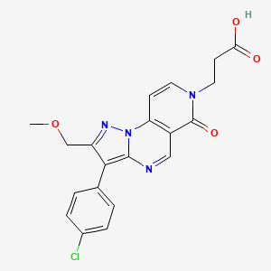 molecular formula C20H17ClN4O4 B6038552 3-[3-(4-chlorophenyl)-2-(methoxymethyl)-6-oxopyrazolo[1,5-a]pyrido[3,4-e]pyrimidin-7(6H)-yl]propanoic acid 